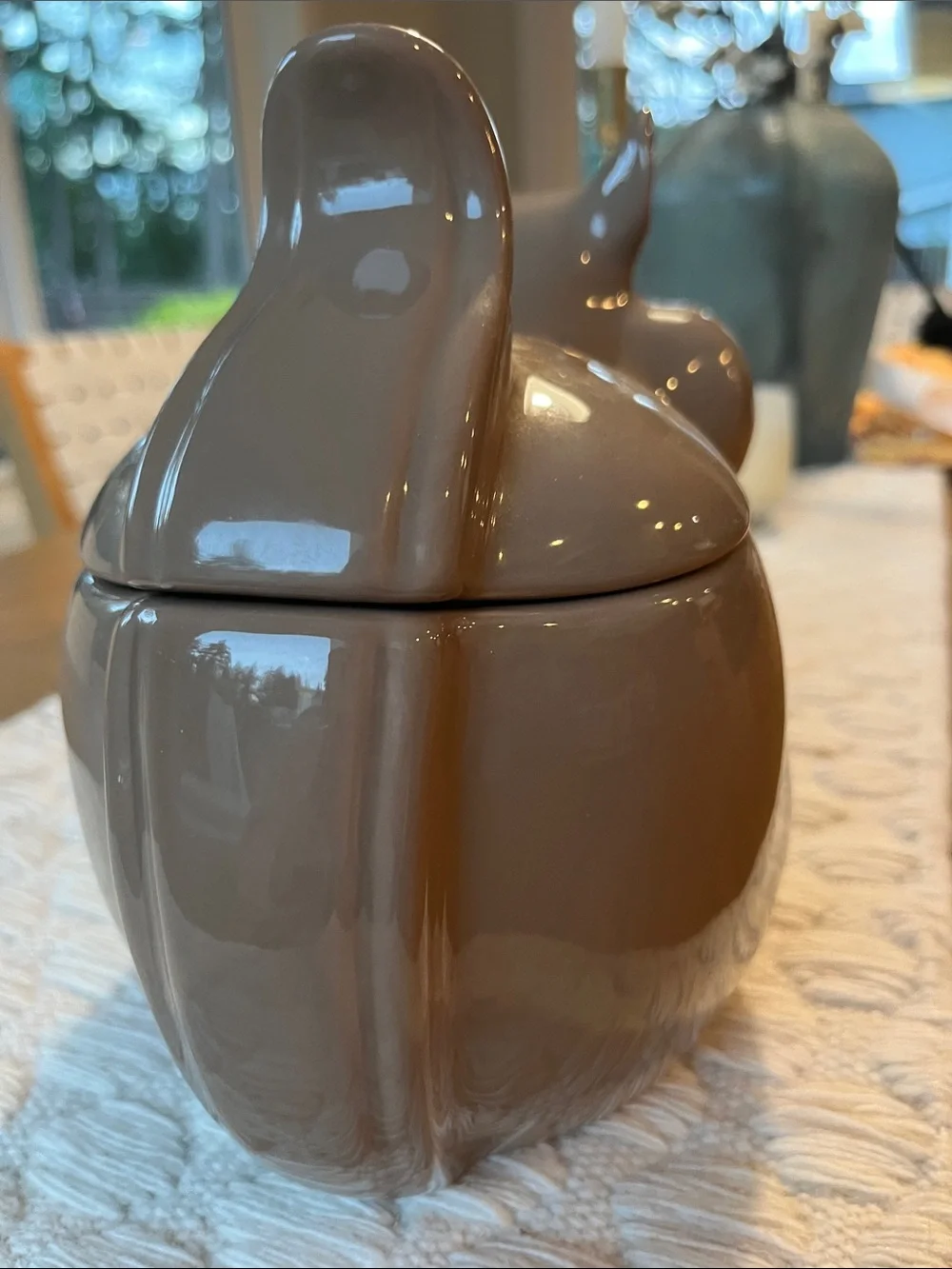 NWT Threshold Glossy Taupe Ceramic Squirrel Cookie Jar